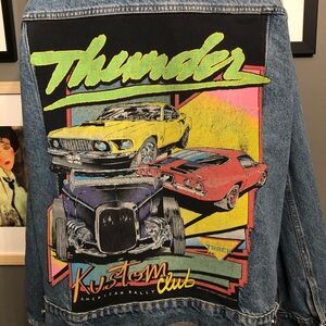 Thunder Kustom Club Up-Cycled Unisex Denim Jacket Size XL